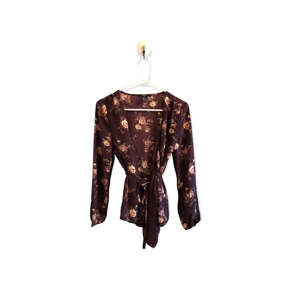 F21 floral wrap top - S